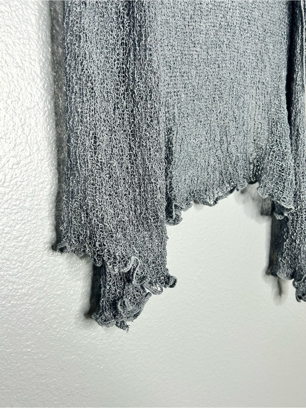Gray Sheer Open-Front Ruffled Hem whimsigoth witchy Cardigan Shrug - Picture 6 of 11